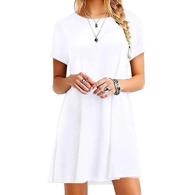 V Neck T Shirt Dress RetroVibe in white, Available in: https://nevazza.co.uk/