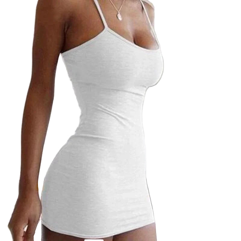 Spaghetti Strap Bodycon Dress in white, Available in: https://nevazza.co.uk/ClubCurve