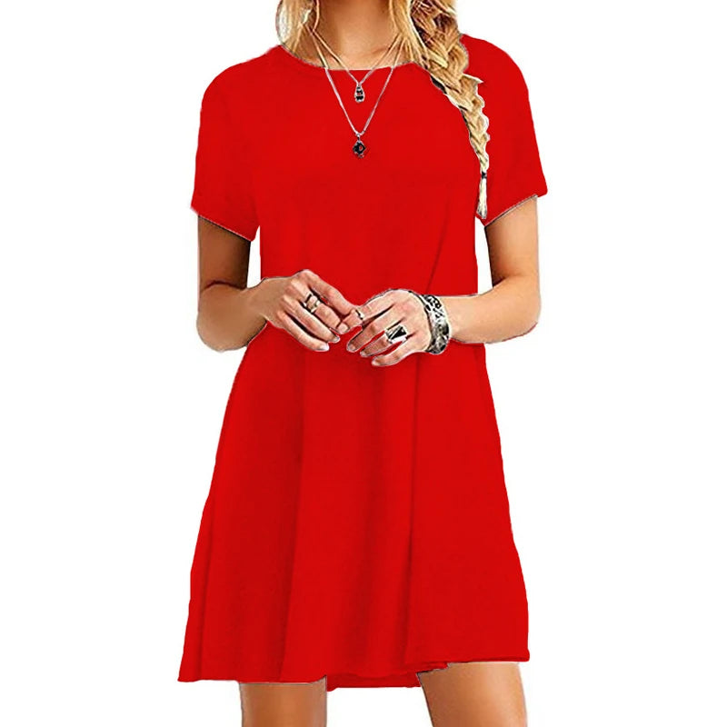 V Neck T Shirt Dress RetroVibe in red, Available in: https://nevazza.co.uk/