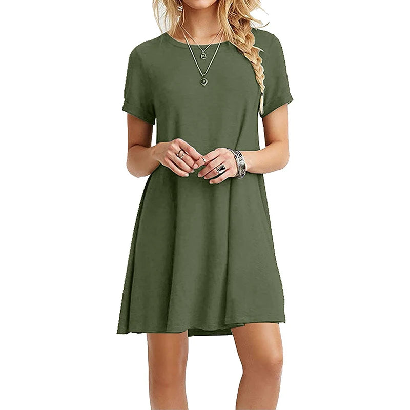 V Neck T Shirt Dress RetroVibe in army green, Available in: https://nevazza.co.uk/