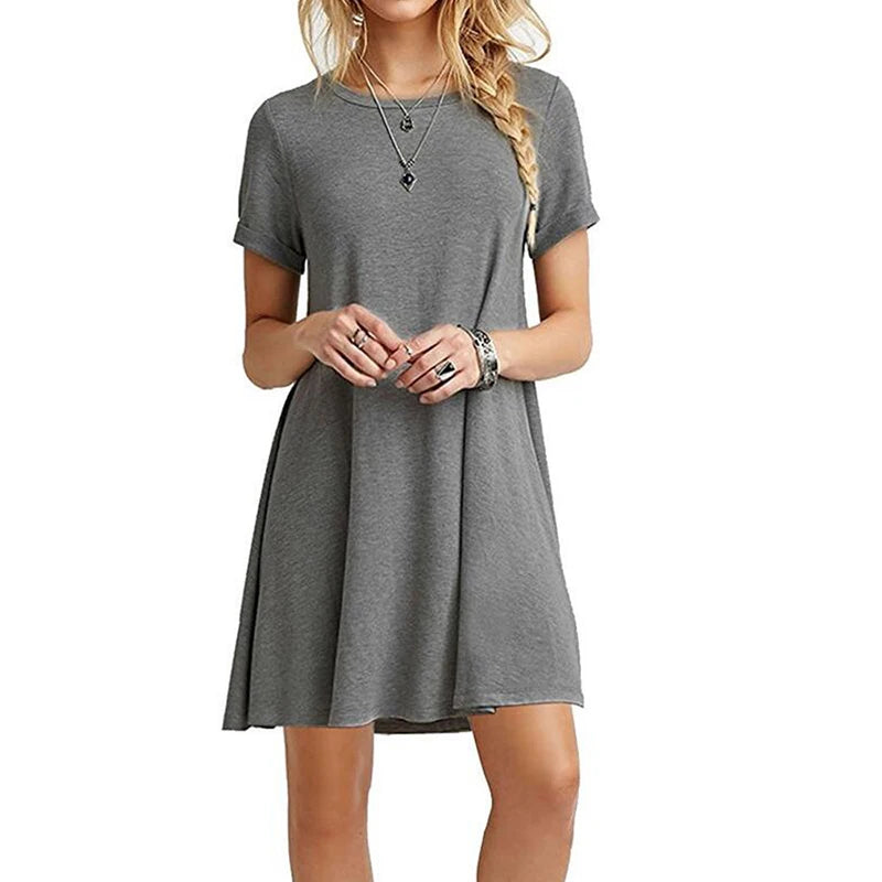 V Neck T Shirt Dress RetroVibe in gray, Available in: https://nevazza.co.uk/