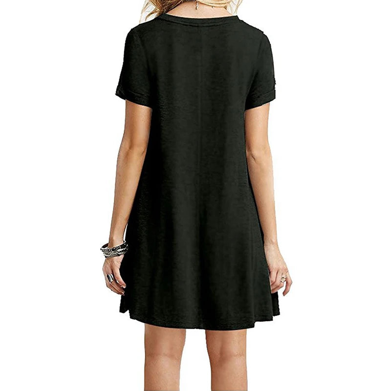 V Neck T Shirt Dress RetroVibe in black, Available in: https://nevazza.co.uk/