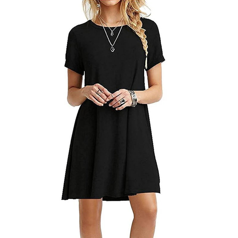 V Neck T Shirt Dress RetroVibe in black, Available in: https://nevazza.co.uk/