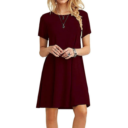V Neck T Shirt Dress RetroVibe in wine red, Available in: https://nevazza.co.uk/