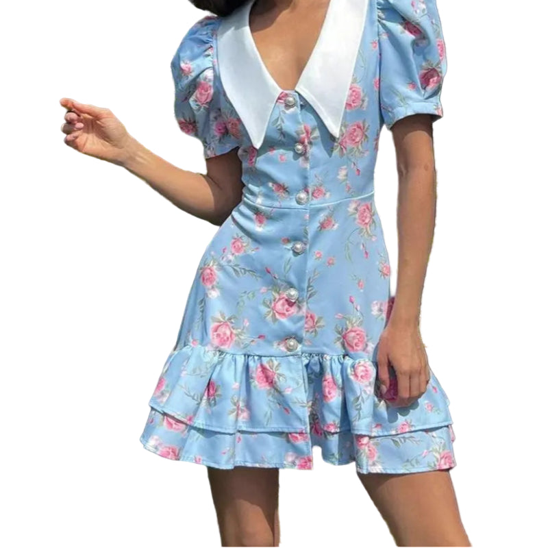 Lapel Dress in blue, available in: https://nevazza.co.uk