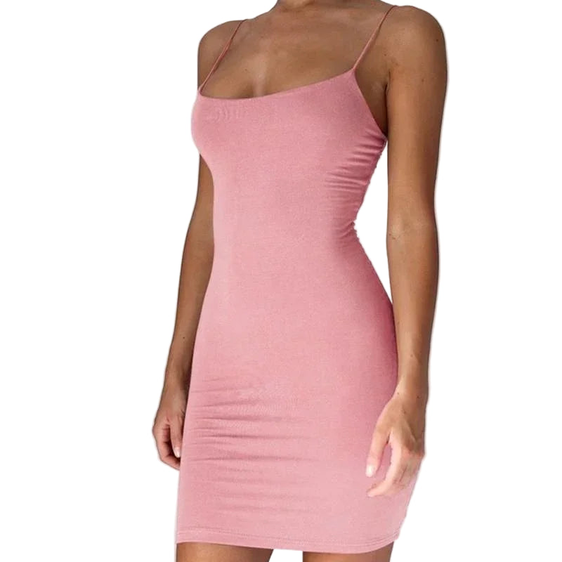 Spaghetti Strap Bodycon Dress in pink, Available in: https://nevazza.co.uk/ClubCurve