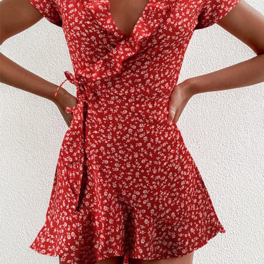 V Neck Mini Dress RuffleBloom, Available in: https://nevazza.co.uk/